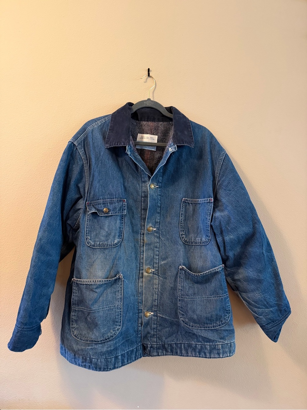 Vintage Sears Work Leisure Denim Chore Jacket Blanket Lined Oversized XL XXL